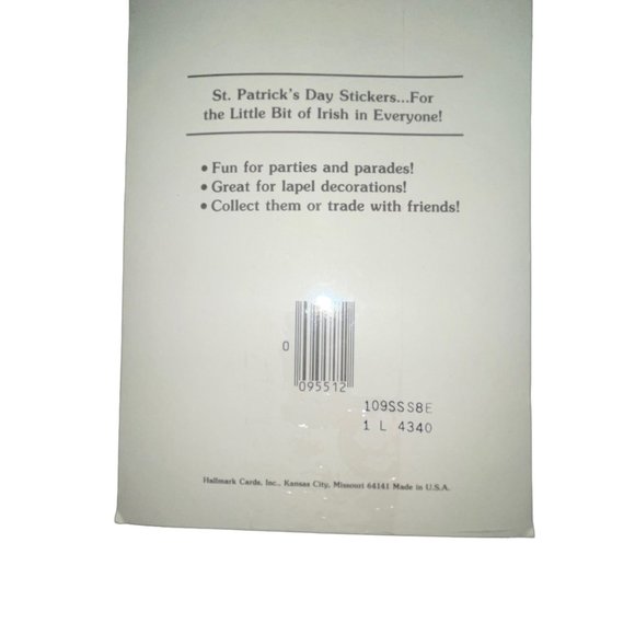 Vintage NIP Hallmark 1984 St Patricks Day Stickers 4 Leaf Clover 4 Sheets - Picture 6 of 6